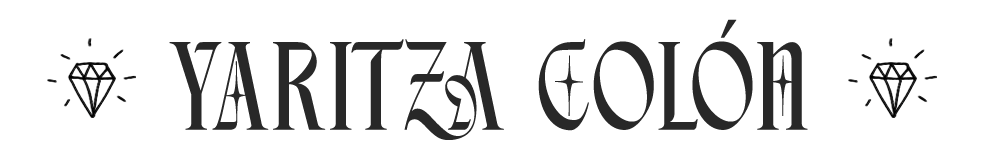 Text logo reading Yaritza Colón in a decorative font, flanked by two diamond icons with radiating lines on each side.